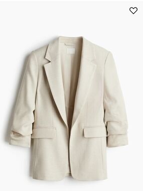 Cream Textured Open Blazer